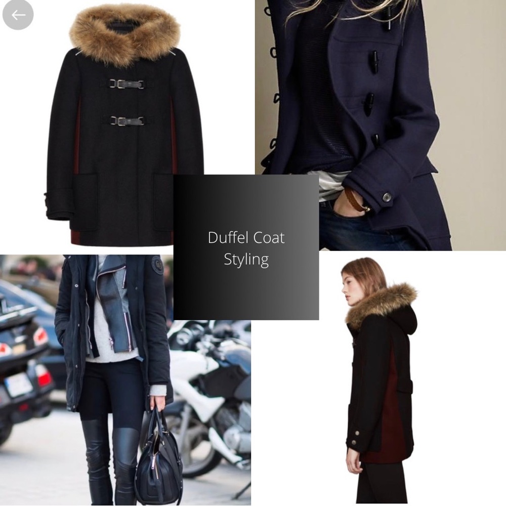 MAJE GANXIA Euro, Cabincore, Buckle Wool A-Line Jacket, Fur Trim Hooded Duffel